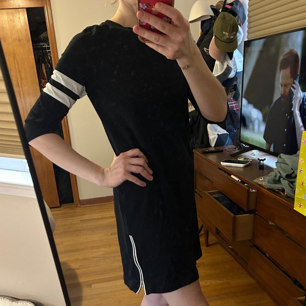 J. Crew Black Dress with White Stripes
